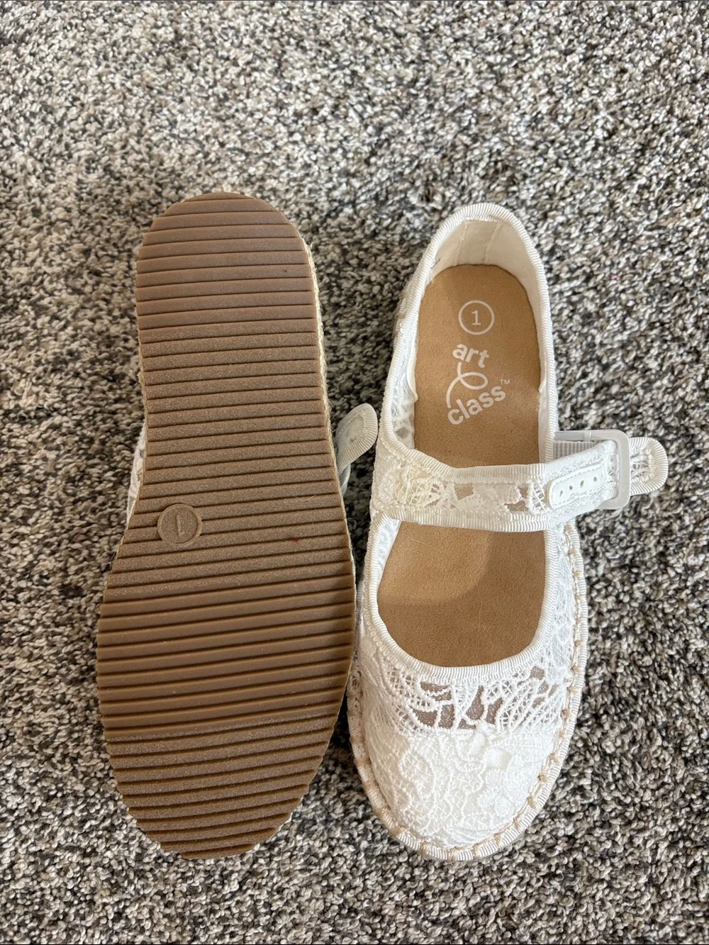 art class White Lace Mary Jane Flats for Girls